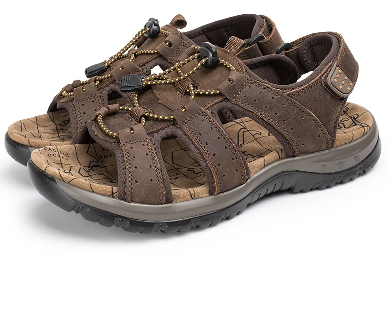 Merkmak/мужские сандалии; летняя Высококачественная Брендовая обувь; пляжные мужские сандалии; повседневная обувь из натуральной кожи; модная водонепроницаемая обувь для улицы
