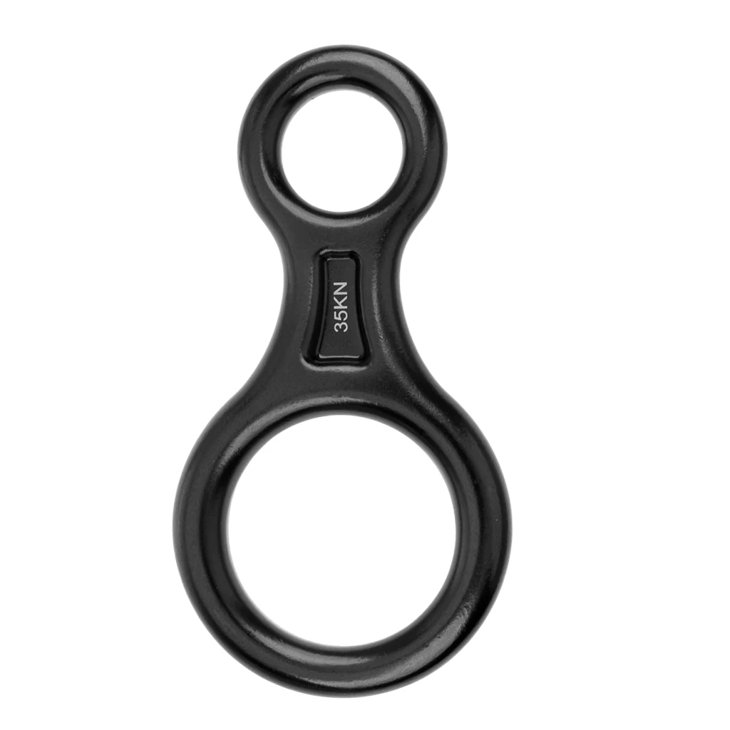 35KN Descender Abseilachter Profesionell Abseiling Climbing Equipment Black