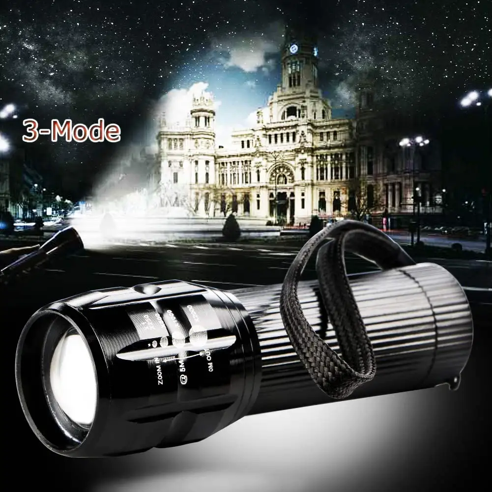 Zoomable CREE LED 3 Modes Flashlight Torch Zoom Lamp Outdoor Light 2000 Lumen