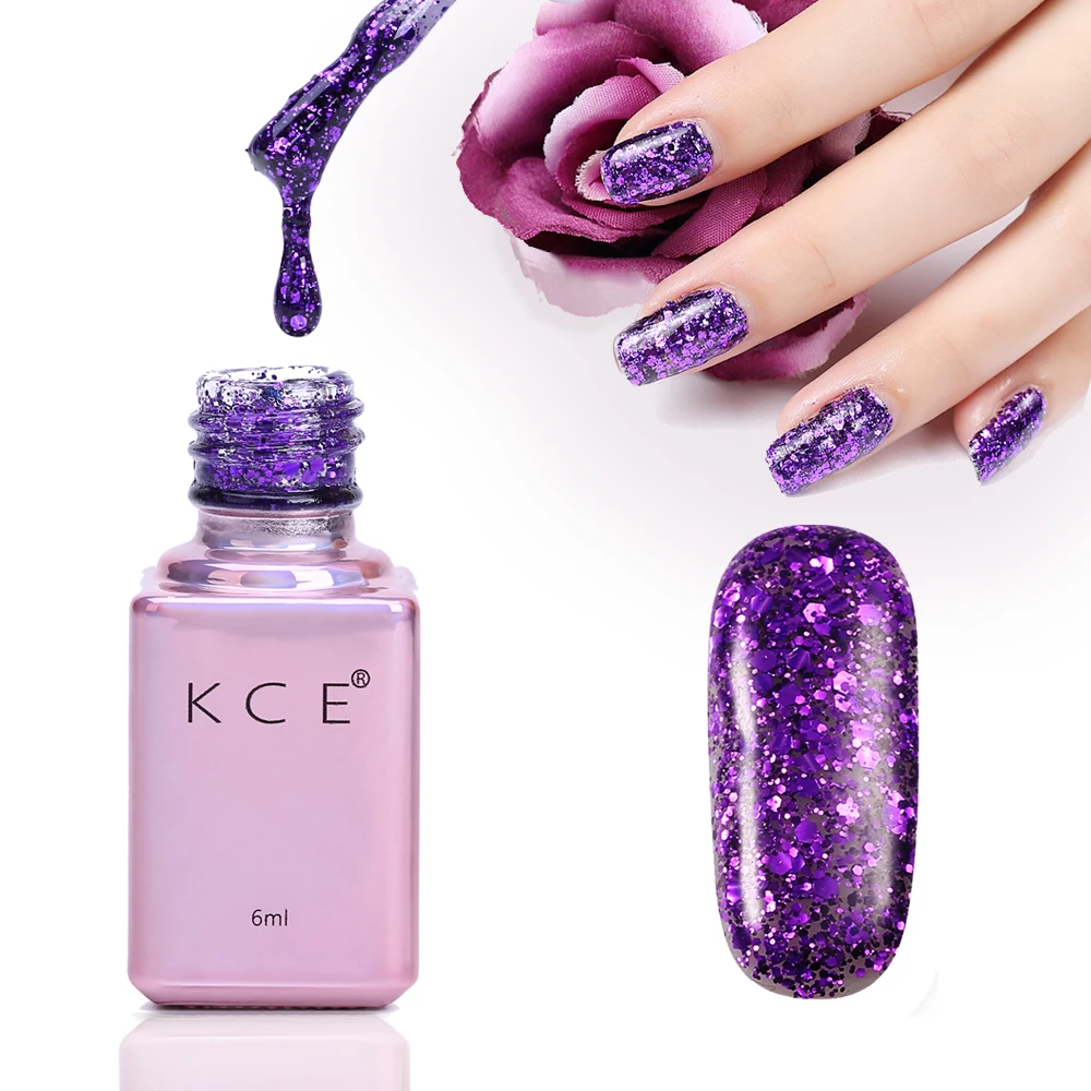 KCE Гель лак для ногтей UV & светодиодный супер Блестящий Алмазный Блеск 15 цветов 6