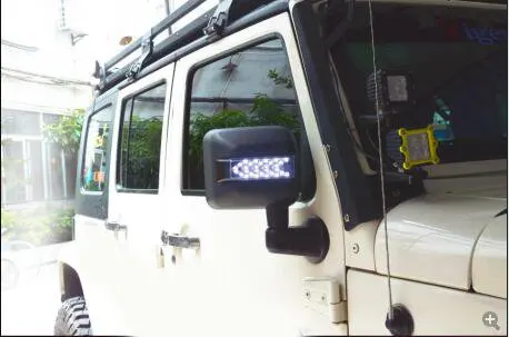 Side Mirrors Light,LED Turn Signal Arrow lights with Integrated Indicator Rear View Mirrors for Jeep Wrangler JK JKU 2007 - 201D