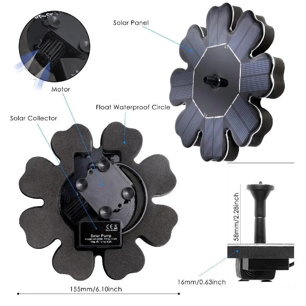 8 в 2,5 Вт цветок Форма Водяной насос солнечный фонтан солнечная панель открытый сад фонтан бассейн пруд погружной водопад