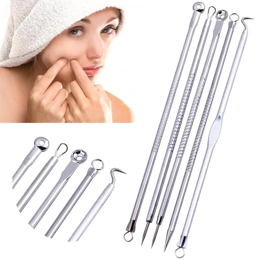

Hot Sale 5PCS/Set Acne Needles Blackhead Remover Extrator Double-Headed Pimple Extractor Remover Tool Set