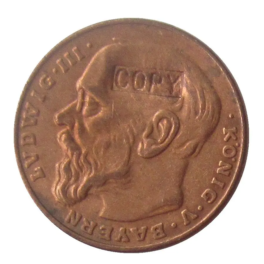 

GERMAN ST Bavaria Ludwig III 1913 AE Pattern 10 Mark Copy Coin