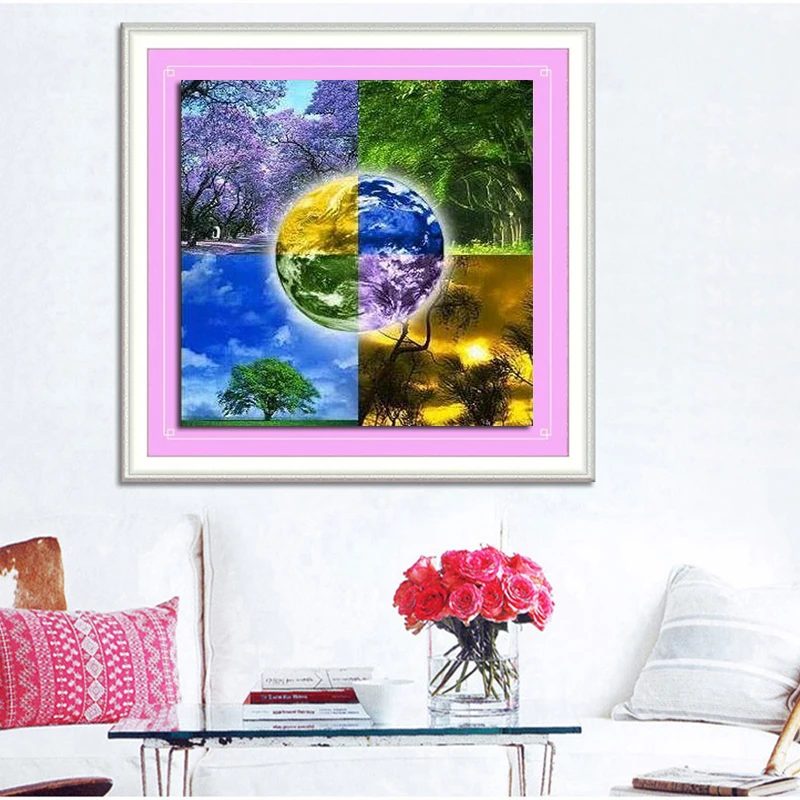 New Diamond Embroidery 5D DIY Painting Four Seasons Tree Landscape Cross Stitch | Дом и сад
