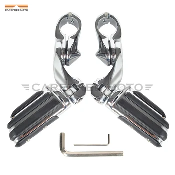 

1-1/4" Chrome Motorcycle 360 Degree Adjustable Highway Footpeg Footrests Motocross Foot Rest Case for Yamaha Harley XL883