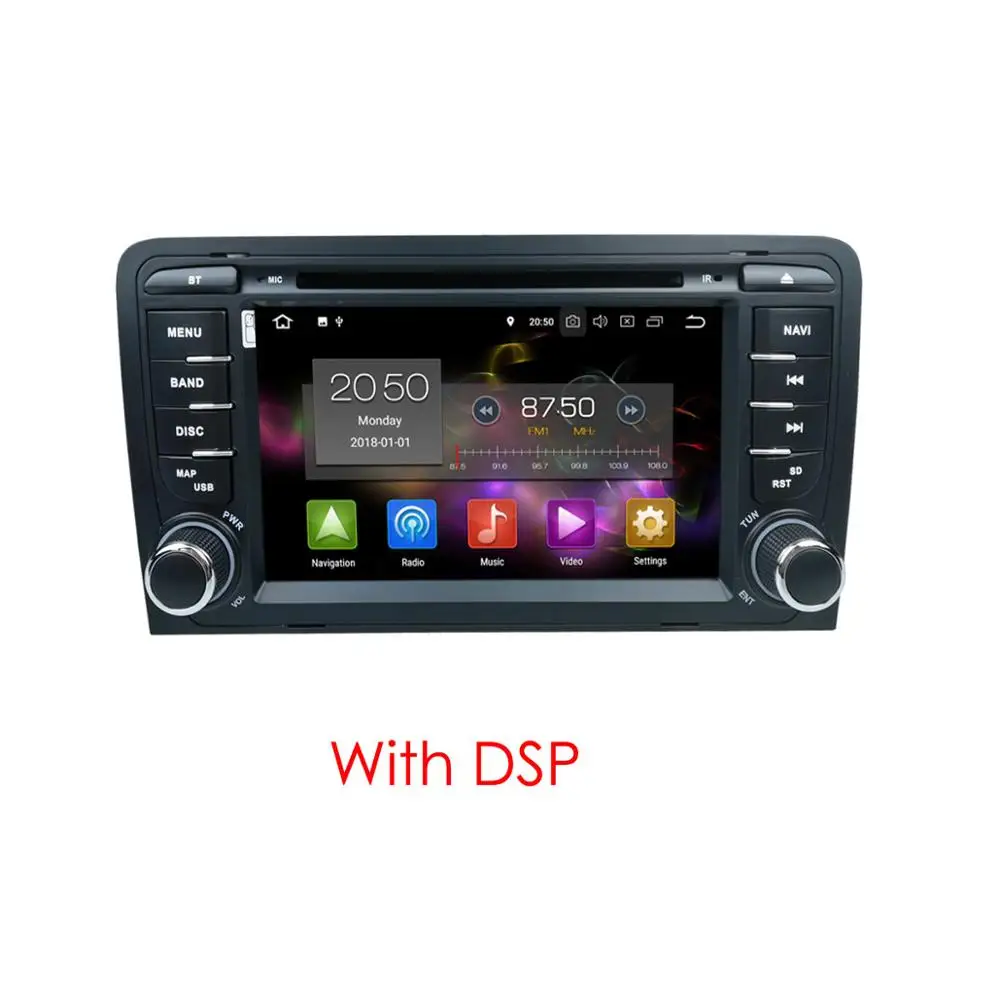 2 Din Автомобильный мультимедийный плеер gps Android 9,0 DVD помощи при парковке радио DSP для Audi A3 8 P/A3 8P1 3-дверей/S3 8 P/RS3 Sportback - Цвет: with DSP