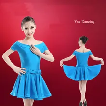 90-150 см детское платье для латинских танцев с открытыми плечами Детская летняя одежда для сальсы бальные костюмы для танцевальных конкурсов танцевальная одежда для танго