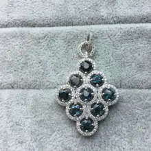 Подвеска с натуральным синим сапфировым камнем, серебро 925 пробы, подвеска с натуральным драгоценным камнем, модное роскошное большое круглое женское ювелирное изделие