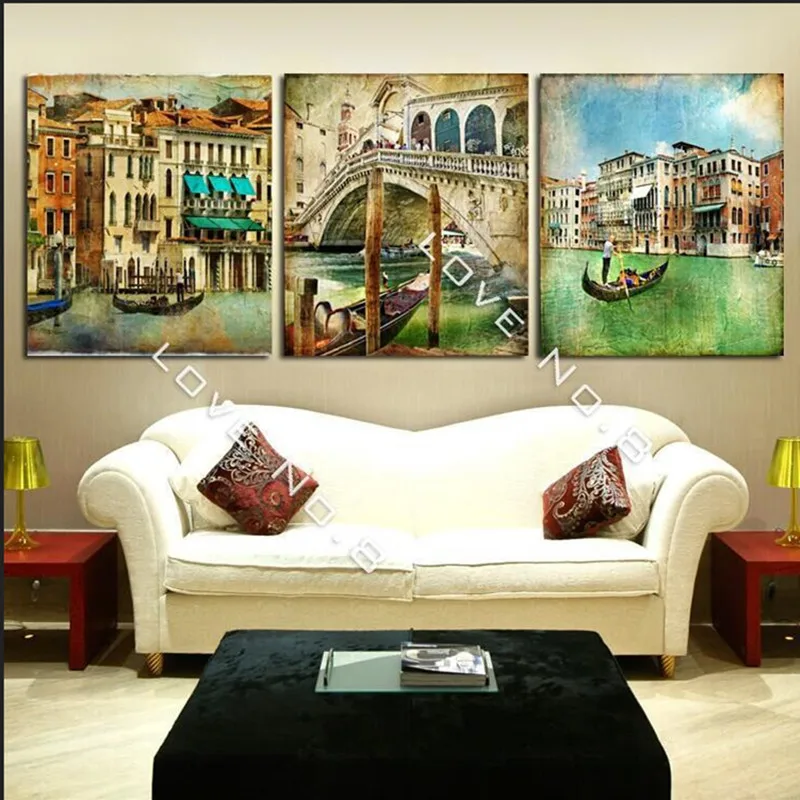 

New arrive Beautiful Building Venice Full Drill Diy Diamond Rhinestone Cross Stitch Pasted Painting Fashion Wall Decoration