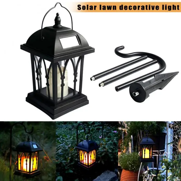 Солнечная энергия Водонепроницаемая светодиодная свеча свет садовый газон для дорожек и улиц подвесной наземный фонарь лампа JDH99