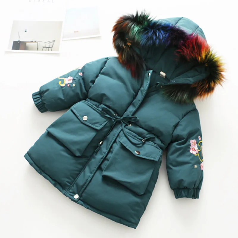 

Baby cotton girl embroidered hat hooded long drawstring waist coat wt-8611