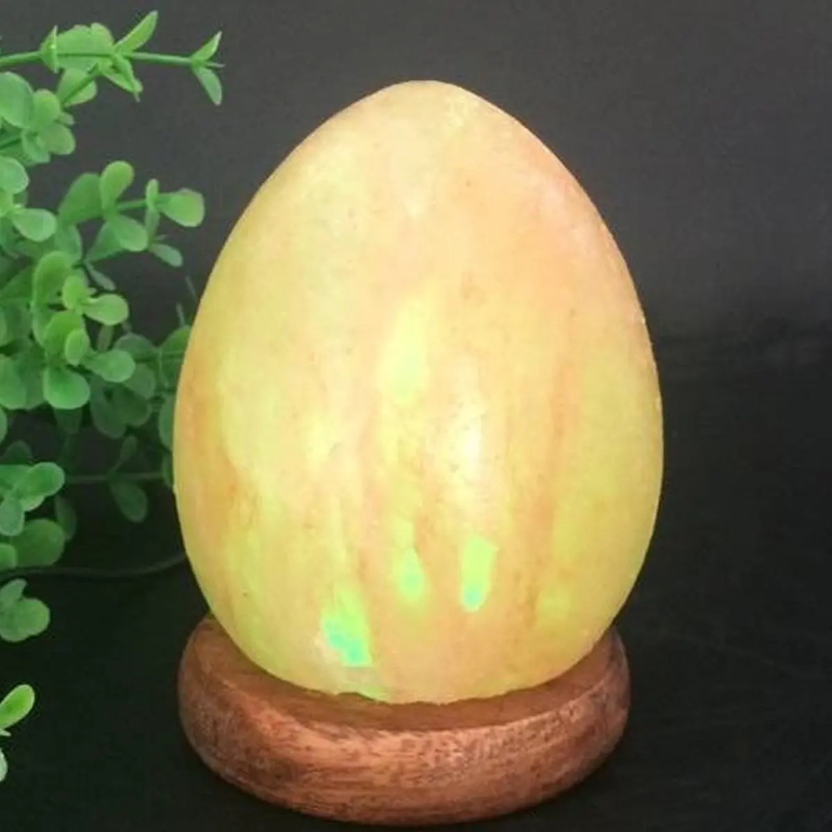 

7 Color Egg Shaped Salt Lamp Air Purifier Crystal Night Light Wooden Base USB Powered Table Light Bedside Home Decor