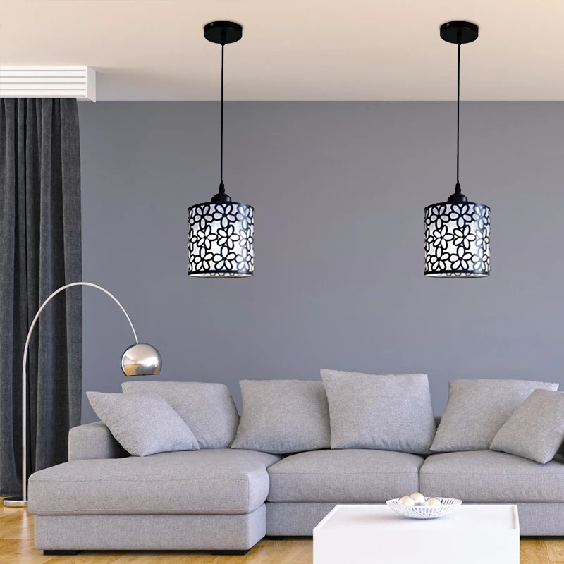 Decoração de Casa para Sala Oco para Fora Nórdico Moderno Pingente Luzes Luminárias Ferro Lustre Luminária Jantar Quarto Loja Barra 5 Luzes e Iluminação