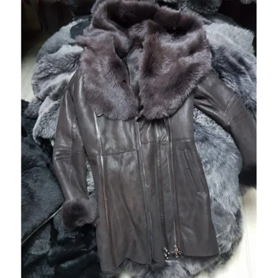 Женская куртка из турецкой овчины Тоскана Женская длинная шуба женская зимняя теплая куртка - Цвет: Dark Brown
