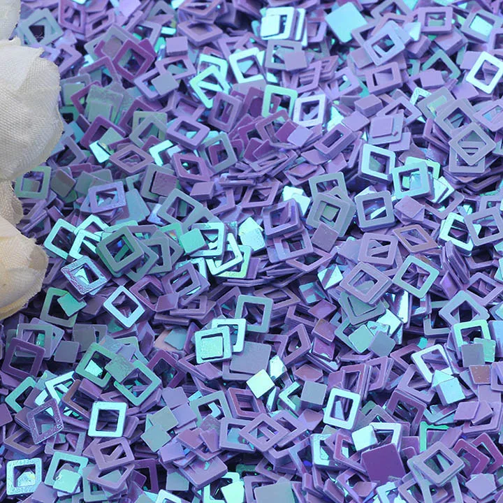 10 г/лот 5 мм блестки полые квадратной формы блестки для рукоделия ПВХ блестки пайетки дизайн ногтей маникюр Свадебная вечеринка украшение дома - Цвет: Light purple