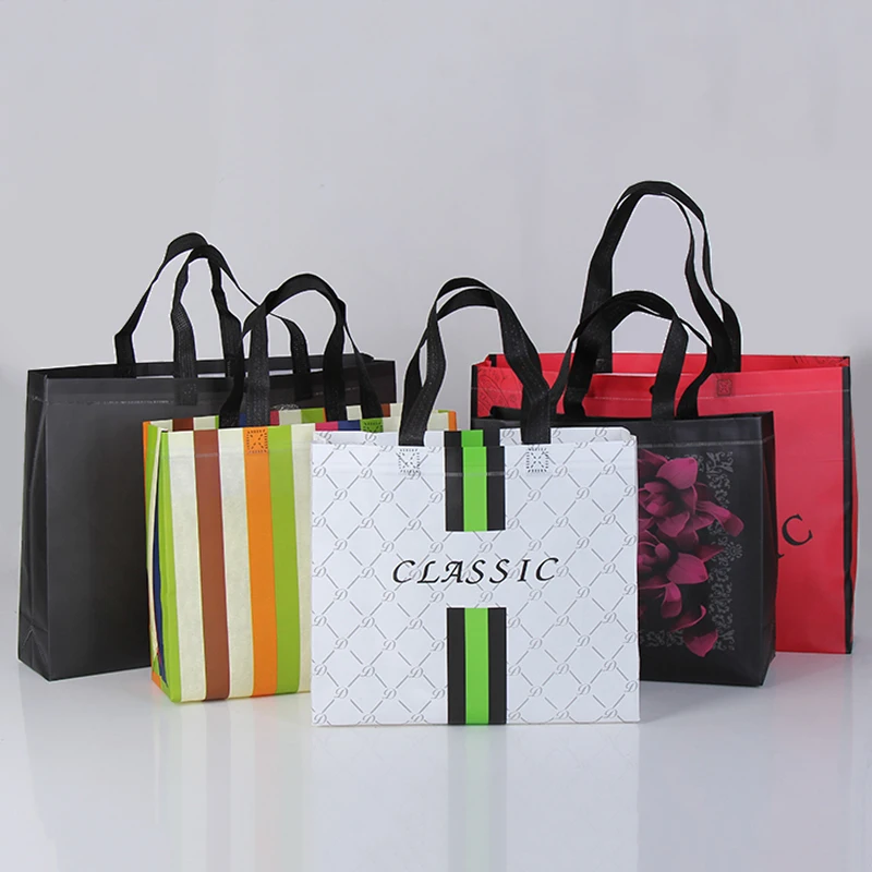 6PCS Wholesale Custom Waterproof Non Woven FabricBags with Handles Grid ...