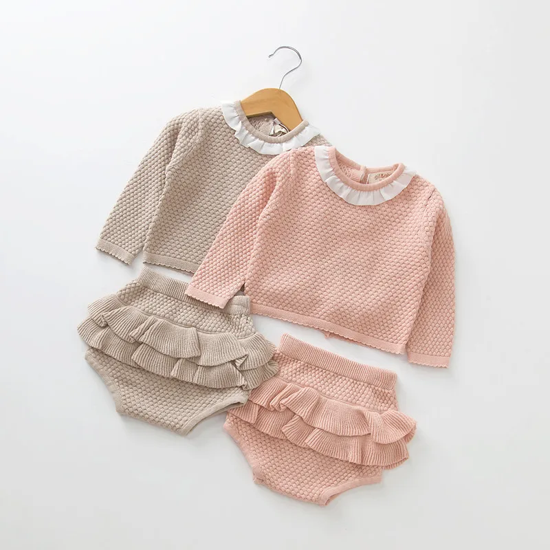 Осенний комплект одежды для маленьких мальчиков и девочек, хлопковый топ+ штаны для малышей, одежда для маленьких девочек, 2 предмета, одежда для детей 0-24 месяцев