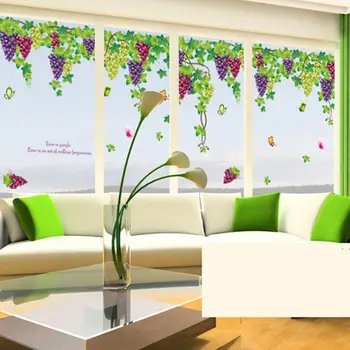 

Large Fruit Grape Wall Sticker Decorative Romantic Tv/bedroom/living room window Art Wall Decal Kids Room Decor Mural