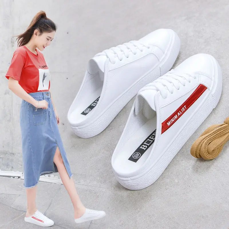 

Half-small white shoes female star with the same paragraph Korean version of the lazy summer new flat bottom
