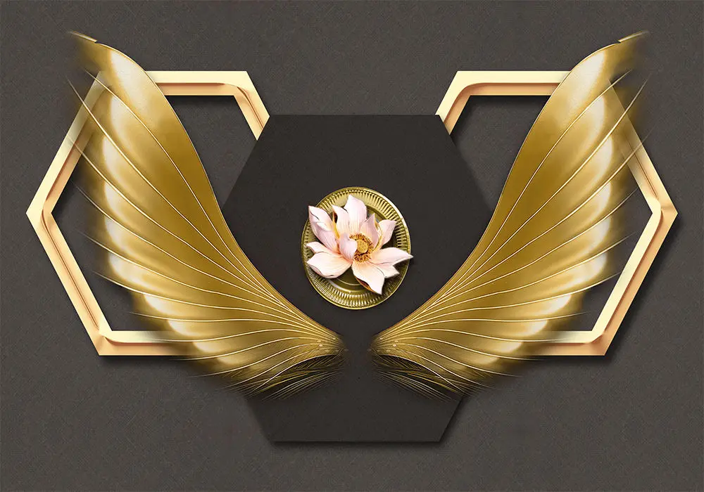 Custom wallpaper murals creative fashion angel wings wrought iron decorative wall - high-grade waterproof material Custom wallpaper murals creative fashion angel wings wrought iron decorative wall - high-grade waterproof material