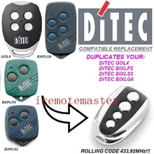 DITEC GOL4, BIXLP2, BIXLS2, BIXLG4 прокатный код 433,92 МГц для замены пульта дистанционного управления