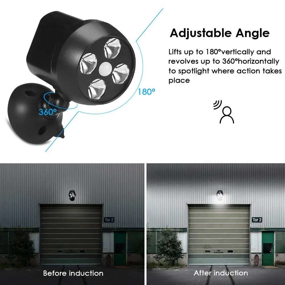 Sensor de Movimento sem Fio da Bateria Iluminação para Jardim do Pátio Parede à Prova de Intempéries Lumens Holofotes Operado Garagem Caminho 600 4led 7 Sem Fio Da Bateria Operado Iluminação para