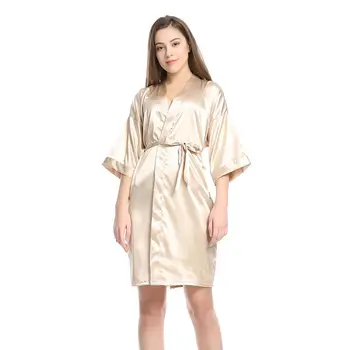 

Faux Silk Kimono Bathrobe Women Sexy Home Dressing Gown 2020 Summer Sleepwear Casual Night Dress Rayon Bride Bridesmaid Robe