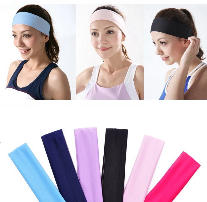 

50pcs New Fashion headwear Solid Yoga Dance Biker Headband Hood Stretch Ribbon Hairband Elastic Girl/Women head wrap FD6525