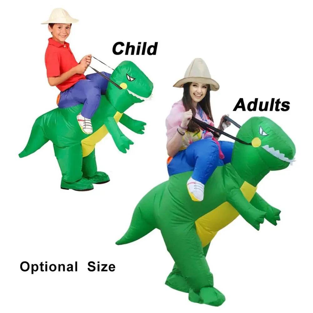 

Funny Cartoon Kids Adults 3D Stand Riding Inflatable Cosplay Suit Blowup Dinosaur shape Costume Party Prop Supplies