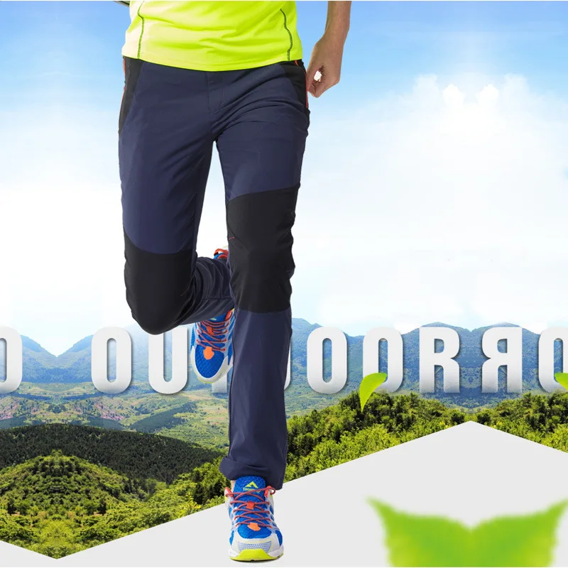 Spring Autumn Casual Sports Pants Elastic Waist Black Blue Quick-drying Long Pants Trousers Zipper Pockets Japan Russia Male