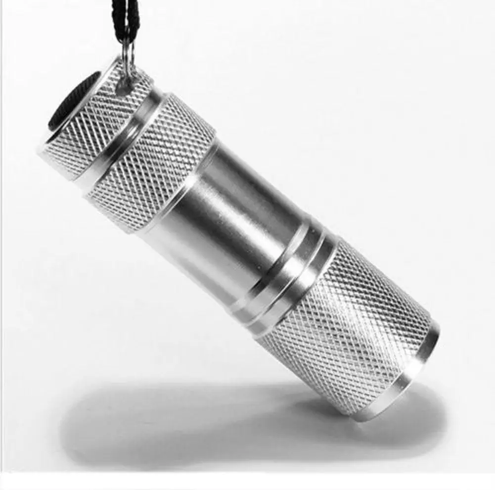 9LED алюминиевый УФ ультрафиолетовый фонарик фиолетовый свет лампа AAA
