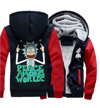 

Funny Rick And Morty PEACE AMONG WORLDS Jackets Male 2018 New Thick Sweatshirts Fahsion Hoody Men's Sportswear Harajuku Hoodie