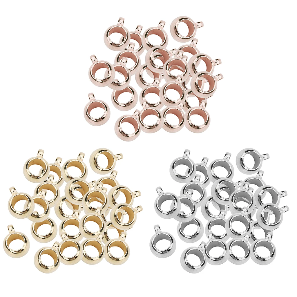 200 Pieces Metal Plated Bail Beads,Spacer Bead,Bead Hanger Fit Charm European Bracelet Necklace