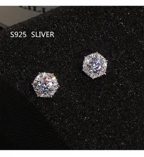 S925 argento Sterling colore semplice rotondo Bling CZ zircone pietra orecchini gioielli di moda orecchini coreani per donna ragazza