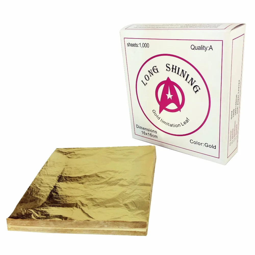 

Long Shining Italian Imitation Gold Leaf in Good Quality with Inter Leaf 16 x16 cm 1000 PCS per Pack