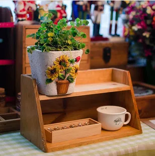 

2 Layers Vintage Style Home Storage Box Desktop Sundries Organizer Creative Home Decoration Wooden Craft S2002