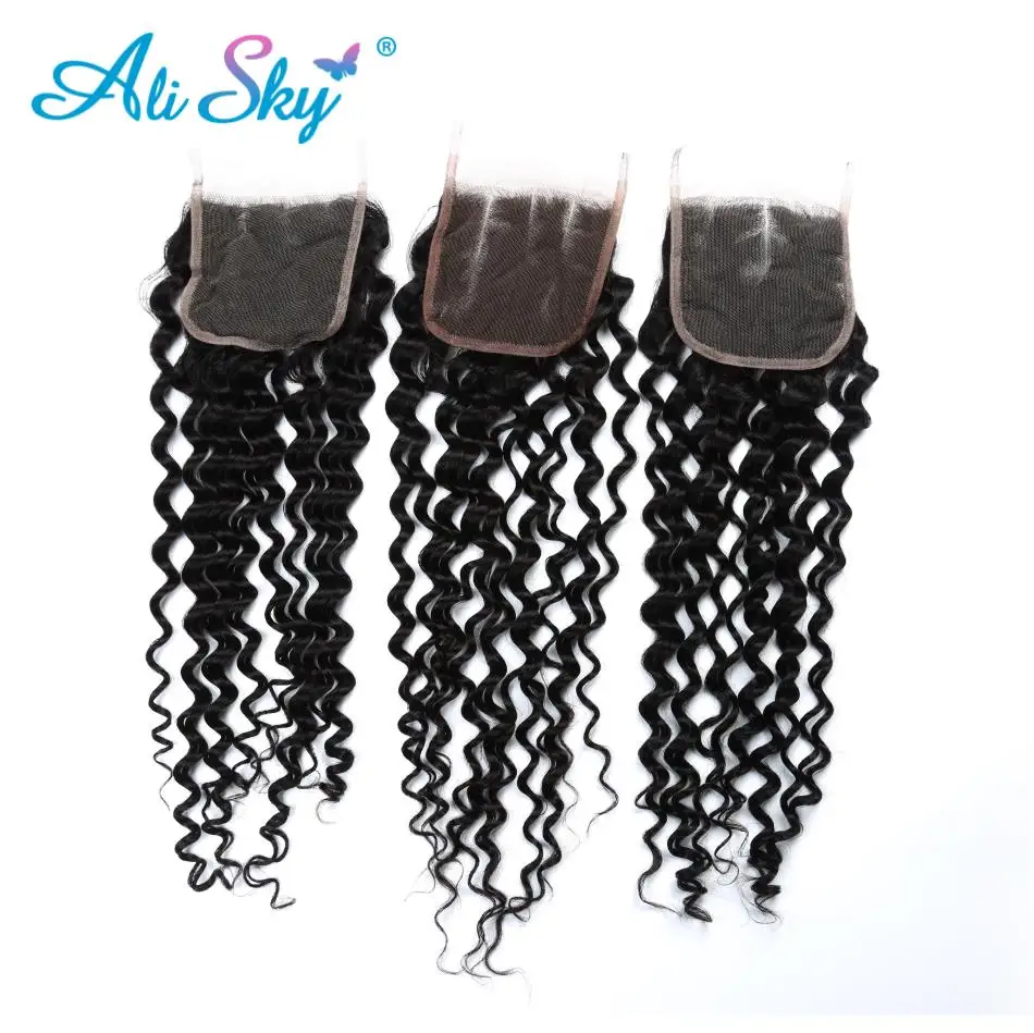 Ali Sky Hair Indian Deep Curly 4 Bundles With Closure Non-emy Hair 5 Pcs/lot Extension Weave Human Hair Bundles With Closure Ali Sky Hair Indian Deep Curly 4 Bundles With Closure Non-emy Hair 5 Pcs/lot Extension Weave Human Hair Bundles With Closure