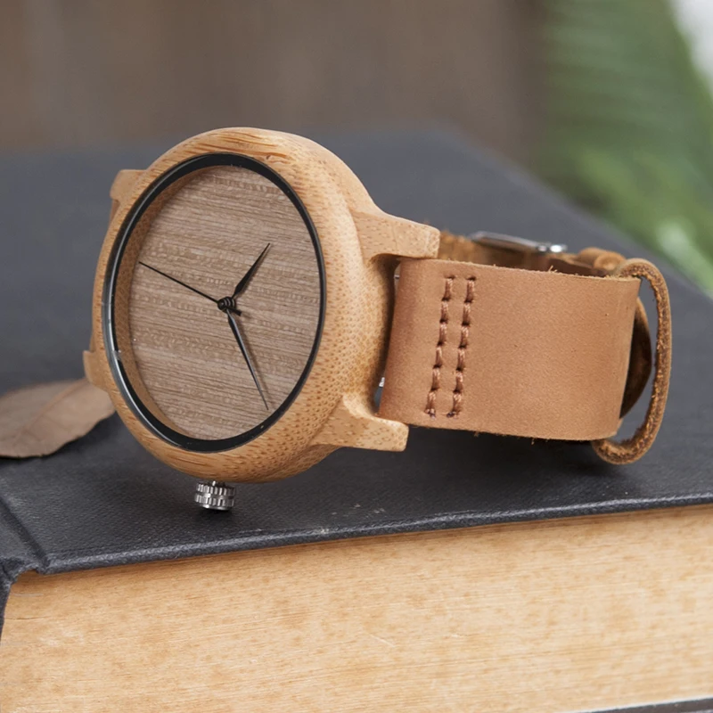 relogio masculino BOBO BIRD Timepieces Men Watch Bamboo Wooden Watches for Men and Women With Soft Leather Strap C-A19