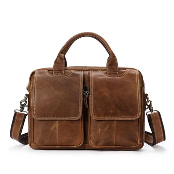 

Casual Men's Real Leather Briefcases Male 14inch Laptop Computer Bag Business Messenger Bags Genuine Leather men Shoulder Bags