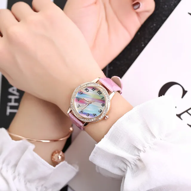 Simple Rainbow Gold Watch Women Watches Ladies Leather Women's Bracelet Watches Simple Rainbow Gold Watch Women Watches Ladies Leather Women's Bracelet Watches