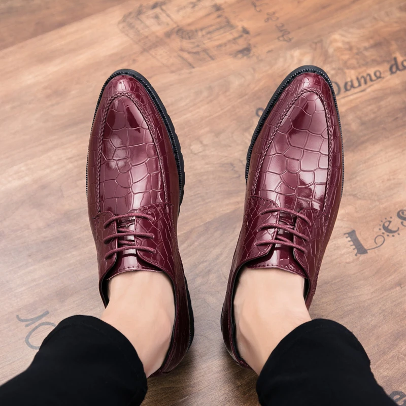 snake skin patent leather formal luxury italian brand glossy dress party cool designer male footwear brogue oxford shoes for men (19)