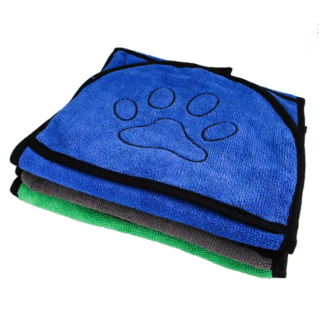 Cute Pet Dog Cat Towel Double-sided Dog Bathrobe Soft Drying Pet Bath Blanket Paw Print Poodle Chihuahua Kitten Hanging Towels 1
