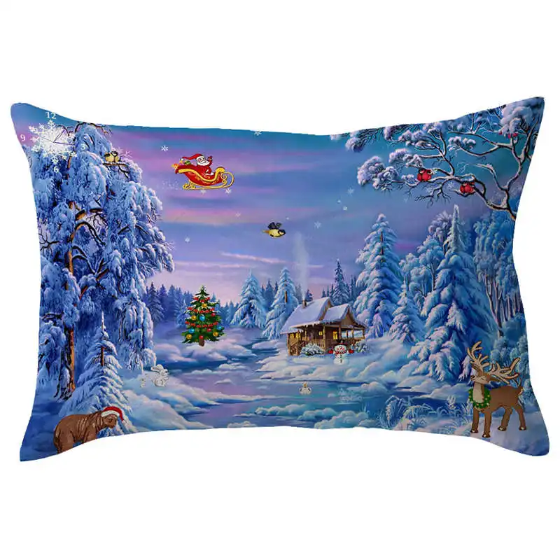 Merry Christmas Linen Pillow Cases Sofa Rectangle Cushion Cover Home Decoration pillow covers decorative velvet 3050cm #2o19 (6)