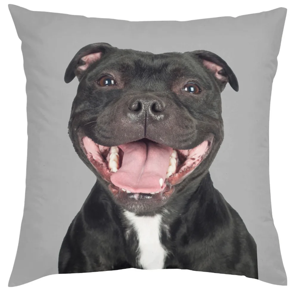 Funny Staffordshire Bull Terrier Dog Laughing Staff Weapons Throw Pillow Slip Staffie Pillowcase New Puppy Dogs Presents Design
