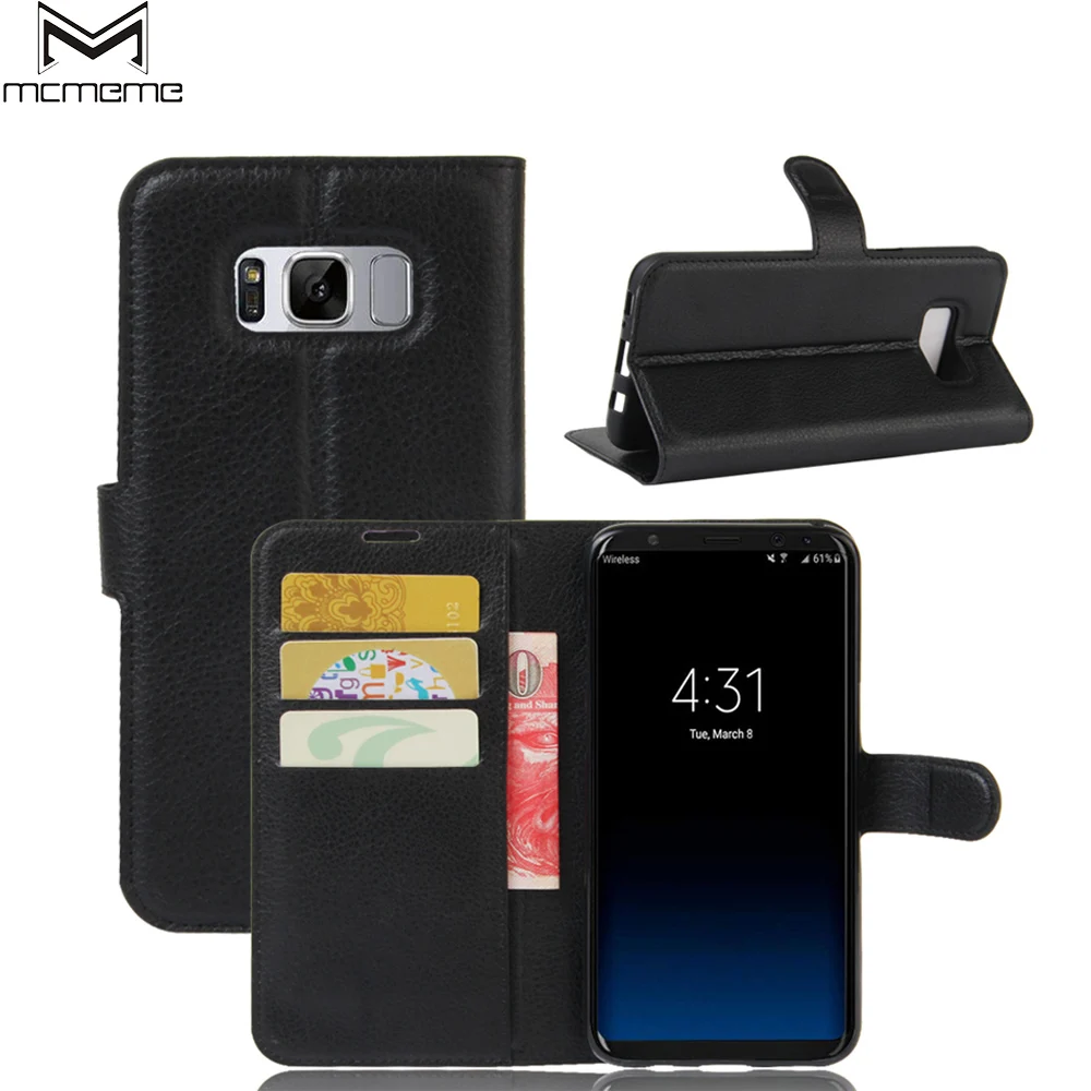 

MCMEME Coque case For Samsung Galaxy S8/S8 Plus / S8+6.2" Phone Case Luxury Lichi Skin Flip PU Leather Back Cover For Galaxy S8