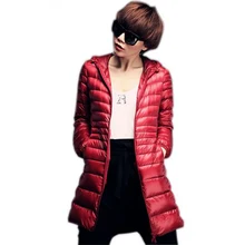 Зимняя куртка-пуховик на белом утином пуху, женский пуховик с капюшоном, тонкое длинное пальто, женская теплая одежда размера плюс 3XL