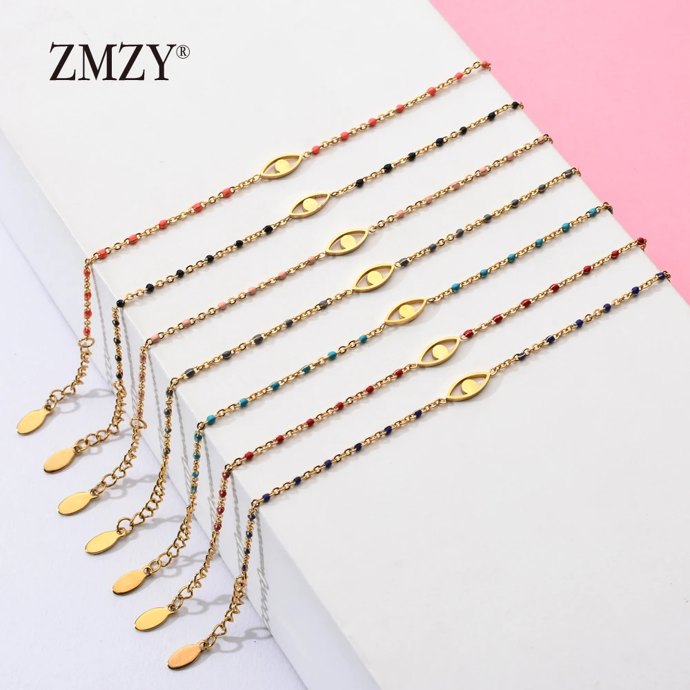 ZMZY Bohemian Trendy Turkish Evil Eye Bracelet Stainless Steel Gold Chain Bracelet Adjustable Female Wedding Jewelry Gift - Image 2