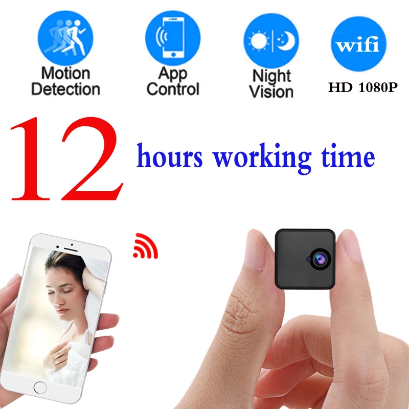 

12 hours working Invisible Night Vision 1080P Wifi Mini Camera Motion Detection Wireless Remote Control Security hidden TF card