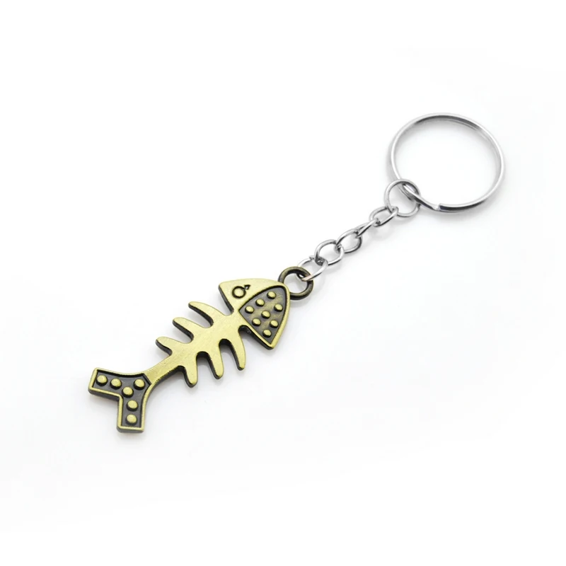 

Original New Fashion High Quality Fish bones keychain Women key Ring Alloy Men keyholder Gift